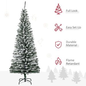 Albero di Natale Artificiale Verde Floccato da 210 cm con Supporto Pieghevole in Acciaio e Materiale PE PVC - Product Image 4