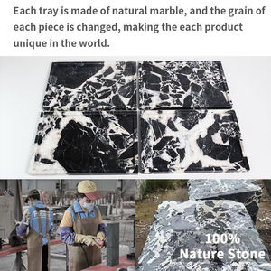 Bandeja Grande de Mármol Ónix Blanco y Negro Hecha a Mano con Diseño de Logotipo Personalizado, Piedra Antigua Irregular de Lujo para Cocina y Sala de Estar - Product Image 6