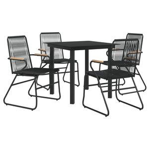 Conjunto de Comedor para Jardín con Asientos Medianos, Colección de Ratán de PVC Negro - Product Image 3