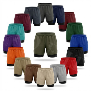 Hot Sale Custom New Style Shorts 2 in 1 Running Fitness Breathable Mesh Workout Sports With Inner Compression <b>Elastic</b> Shorts - Product Image 1