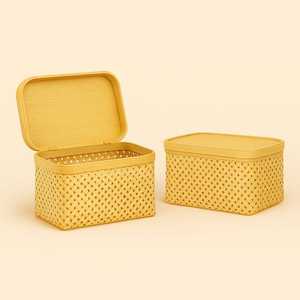 Handwoven Bamboo Rectangle Boho Style Multifunction Storage <b>Box</b> <b>Lid</b> | Eco-Friendly <b>Decorative</b> Organizer for Home Bathroom Gift - Product Image 6