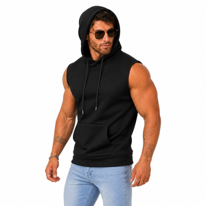 High Quality <b>Men</b> Sleeveless Hoodie <b>Gym</b> <b>Vest</b> Pullover Muscle Tank Solid Color Custom <b>Mens</b> Sleeveless Hooded Workout Tank - Product Image 5