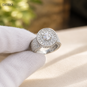 925 Sterling Silver Statement Moissanite <b>Ring</b> Round Brilliant Diamond <b>Iced</b> Out Engagement Men's Wedding Plated Gold <b>Ring</b> - Product Image 1