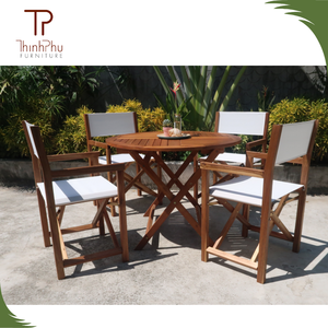 Juego Completo de Muebles de Comedor de Madera Maciza Contemporáneos para Exteriores, Mesas y 4 Sillas Ecológicas para Hotel y Restaurante - Product Image 2