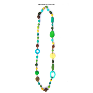 Geometric Beaded <b>Necklace</b> Resin Acrylic Lucite Bohemia Style Unisex Statement Jewelry Circle Shape Multicolor <b>Long</b> Chain - Product Image 2