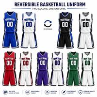 Seragam Basket Custom Bolak-Balik Cetak Digital Bahan Polyester 100% Bernapas, Jersey Tim Dua Sisi untuk Turnamen AAU