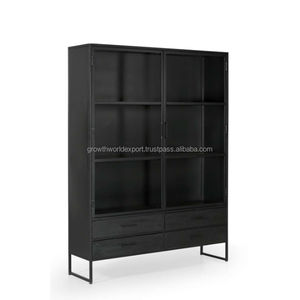 Furniture Wooden Distress <b>Black</b> Side Board With 4 Drawers With 2 Doors & Storage <b>Sideboard</b> Media Distress Headboard hotel room - Product Image 5