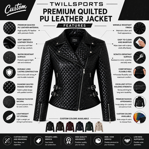 Blouson moto en cuir PU noir pour femme, design matelassé, fermeture éclair sur le devant, détail ceinture, longueur normale, manches longues, coupe ajustée, automne - Product Image 6