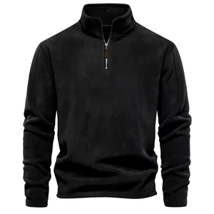 Sweat-shirt à col zippé pour homme, en polaire sherpa, chaud pour l'hiver - 100% coton, moelleux, épais, lourd, services OEM personnalisables - Product Image 3