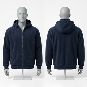 Veste de travail en polaire premium 320 GSM, gris, fermeture éclair intégrale, vêtements de travail d'hiver, broderie personnalisée, impression de logo, randonnée hivernale, camping - Product Image 3