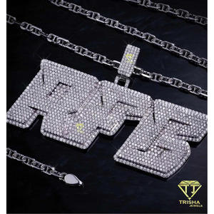Personalized <b>Custom</b> <b>Name</b>/Script Letter Moissanite 925 Silver Hip Hop Pendant <b>Necklace</b> GIA Certified 3 Inch - Product Image 4