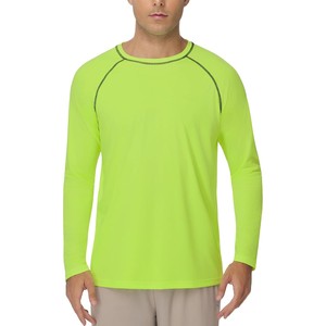 Unisex <b>Neon</b> <b>Green</b> Full Sleeve Rash Guard Quick Dry Eco-Friendly Breathable Polyester Sport <b>Top</b> Adult Fitness Shirt UPF50+ - Product Image 1