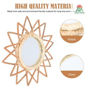 Vintage Star Shaped Rattan <b>Mirror</b> Living Room Decoration 1 Pc 12.2x12.2in - Product Image 3