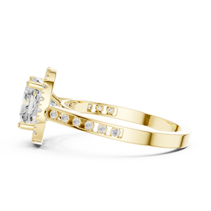 Anillo de Compromiso Clásico de Oro Amarillo de 14K con Corte Cojín de 2 Quilates y Halo, Diamante Cultivado en Laboratorio con Certificación IGI, Regalos de Aniversario y Boda - Product Image 4
