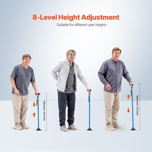 Bastón Plegable Ligero de Altura Ajustable en 8 Niveles para Hombres y Mujeres, Base Pivotante de 4 Puntas, Bastón para Caminar - Product Image 3