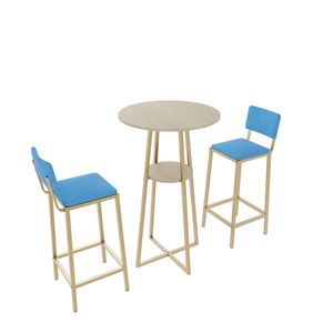 Set di tre sedie da bar con struttura dorata e cuscini e schienali in spugna, dotato di funzione contenitore - Product Image 1