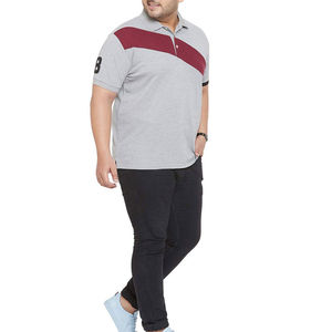 Chemise décontractée pour homme en coton Oxford gris bordeaux uni, tricotée, anti-plis, respirante, coupe classique, avec logo frontal, manches courtes - Product Image 1