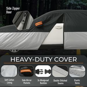 Housse de voiture berline imperméable toutes saisons, ajustement universel, housses de voiture d'extérieur pour berlines de 191 à 199 pouces de longueur - Product Image 2