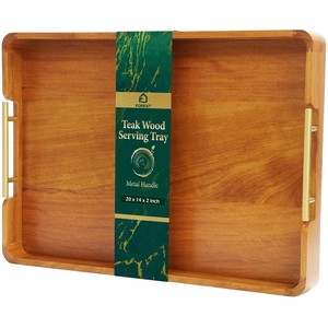 Bandeja de Servir Rústica Hecha a Mano con Diseño de Espiga de Madera y Asas de Cuero - Venta al por Mayor - Product Image 3