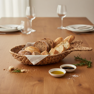 Eco-Friendly Water Hyacinth Woven Basket Food <b>Storage</b> Organizer for Fruits Bread Natural Kitchen Decor Sustainable Living Option - Product Image 3