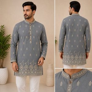 <b>men's</b> Premium And elegent Rayon Cotton Short <b>Kurta</b> with Embroidery Work & Dual Side Pockets wholesale rate by royal export - Product Image 6