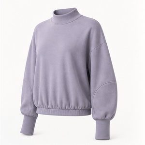 เสื้อสเวตเชิ้ตครอปคอเต่า แขนทรงบอลลูน ขอบยางยืด รุ่น WSS-0043 สีลาเวนเดอร์สำหรับผู้หญิง - Product Image 4