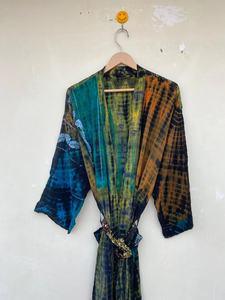 ชุดคลุมผ้าไหมโบฮีเมียนสำหรับทุกเพศ, ชุดกิโมโนมัดย้อมในเลานจ์ผ้าชีฟองชุดผ้าไหมส่าหรีกับทุกเพศ - Product Image 4