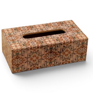 กล่องใส่กระดาษทิชชูไม้พิมพ์ลายทำมือ กล่องเก็บกระดาษทิชชูตกแต่ง - Product Image 3