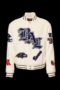 Veste universitaire en cuir Baltimore Raven, écologique, coupe-vent, streetwear, blanche - Product Image 2