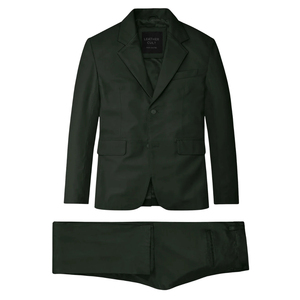 Conjunto de Traje de Cuero Verde Oscuro para Hombre, Dos Piezas, Blazer de Solapa con Muescas y Pantalones de Cierre de un Solo Botón - Product Image 4