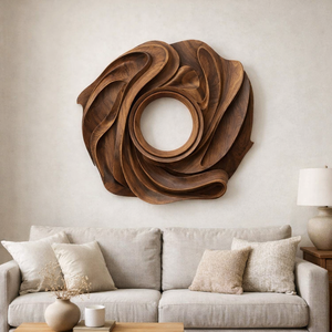 Decoración de Pared Abstracta Hecha a Mano de Estilo Art Deco Moderno de Luxali Home Decor, Tallado en Madera Natural Sólida, Ecológico, Duradero y Artístico - Product Image 2