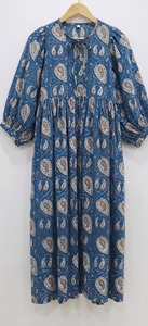 Robe Midi Bohème Femme 100% Coton Imprimé Floral Sans Manches Col Noué Coupe Ample Silhouette Évasée Formelle Bureau Respirante Naturelle - Product Image 5