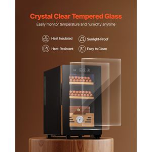 Humidor Elettrico per Sigari in Legno di Cedro Spagnolo da 23L con Armadietto per 150 Sigari e Controllo della Temperatura per Uso Domestico - Product Image 5