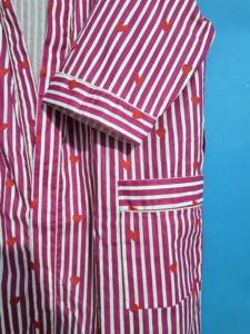 Bata Kimono de Algodón con Estampado de Corazones y Rayas Rosas, Bata de Baño Kimono de Algodón Indio, Vestido Largo de Verano para Mujer - Product Image 4