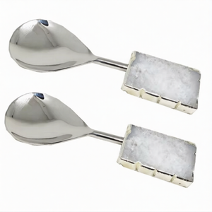 White Quartz Large Agate Spoon Gemstone Handmade Mascot Figurines Crystal Crafts Natural Stones Business Gift Kitchen Spoon - Product Image 1