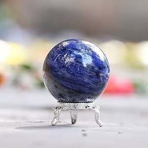 Premium Quality Dynamic <b>Crystal</b> Natural Blue Sodalite <b>Crystal</b> <b>Sphere</b> High Polished Carved Gemstone for Healing Meditation - Product Image 2