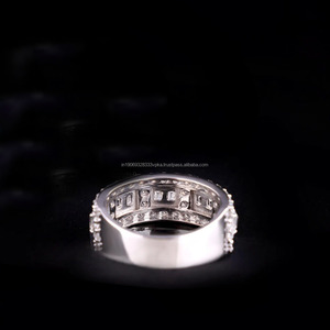 Women's 925 Sterling <b>Silver</b> Moissanite Diamond Eternity Band <b>Ring</b> <b>Emerald</b> Cut Pave Setting Classic Wedding Jewelry for Gifts - Product Image 4