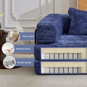 <b>Single</b> Seater Boneless Modular Sectional <b>Sofa</b> Convertible Floor <b>Bed</b> Fixed Shape Frame No Assembly Required Compression Couch - Product Image 5