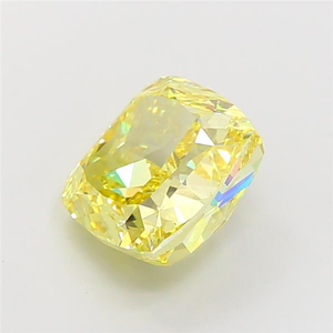 Éclat radieux pour une joaillerie de luxe élégante, diamant jaune vif cultivé en laboratoire, taille coussin, pierre précieuse non montée, certifié CVD. - Product Image 2