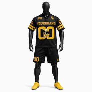 Latest Authentic Throwback Style <b>Teal</b> Old Gold Black Mesh Breathable Short Personalized Name Number American Football Jersey - Product Image 1