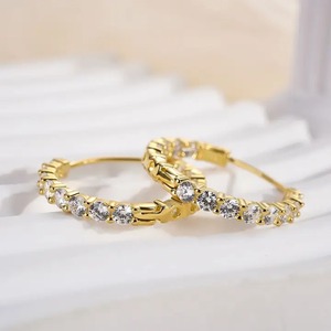 New Design 925 Moissanite Unique <b>Hoop</b> <b>Earrings</b> In <b>Sterling</b> <b>Silver</b> White & Yellow Gold Plated <b>Hoop</b> Diamond <b>Earrings</b> for Sale - Product Image 1