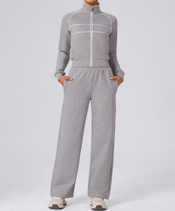 Womens Slim Fit Tracksuit Set Stretch Fabric Sports <b>Jacket</b> High Waist Jogger Pants Comfortable Casual Activewear Outfit - Product Image 5