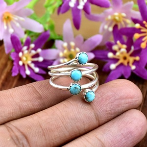 Wild Horse Blue Mohave Turquoise Ring 925 <b>Sterling</b> <b>Silver</b> Spiral <b>Wire</b> Wrap Band Handmade - Product Image 5