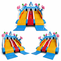 2026 Combo Toboggan Gonflable Commercial - Château Gonflable Durable en PVC 0,55 mm avec Double Toboggan et Trampoline pour Fêtes Résidentielles