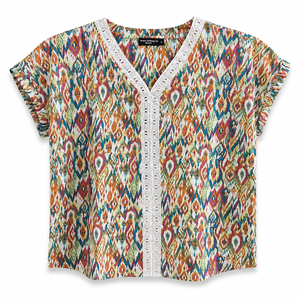 Débardeur tricoté imprimé à col en V et manches courtes pour femme, style décontracté pour l'été - Product Image 2