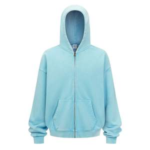 Sweat-shirt à capuche zippé personnalisé en molleton de coton épais avec fermeture éclair intégrale pour les marques de streetwear modernes - Product Image 4