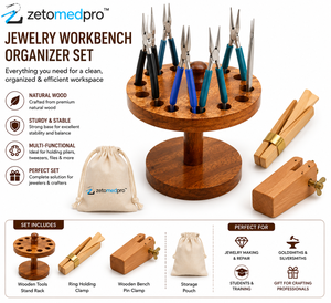 Soporte Redondo de Madera Natural para Herramientas de Joyería, Organizador Colgante para Joyeros y Plateros, Color Marrón ZETOMEDPRO - Product Image 5