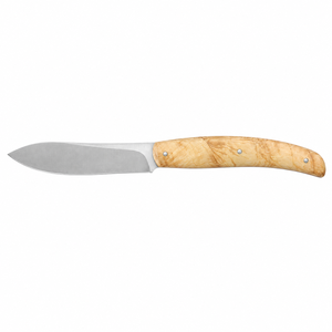 Cuchillos de caza de hoja fija con hoja satinada plateada de punta caída y mango de madera marrón claro natural para camping al aire libre - Product Image 1