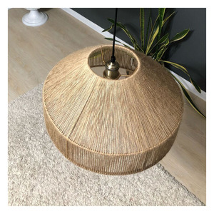Lampe suspendue en jute bohème moderne, tissée à la main, en fibre naturelle, lustre conique en rotin pour restaurant, café, hôtel, maison - Product Image 5