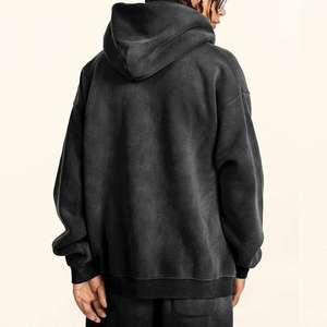 Sudadera con capucha personalizada para hombre, estilo vintage, con cremallera, informal, de forro polar, estilo urbano, de peso pesado, lisa, con lavado ácido, oversize, de moda - Product Image 4
